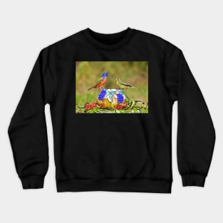 Painted Bunting Pair Birds Crewneck Sweatshirt